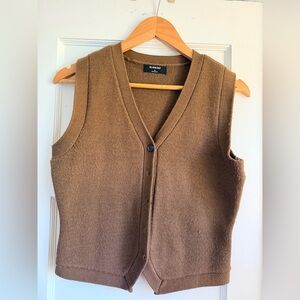 Brown Knit Button-Up Vest